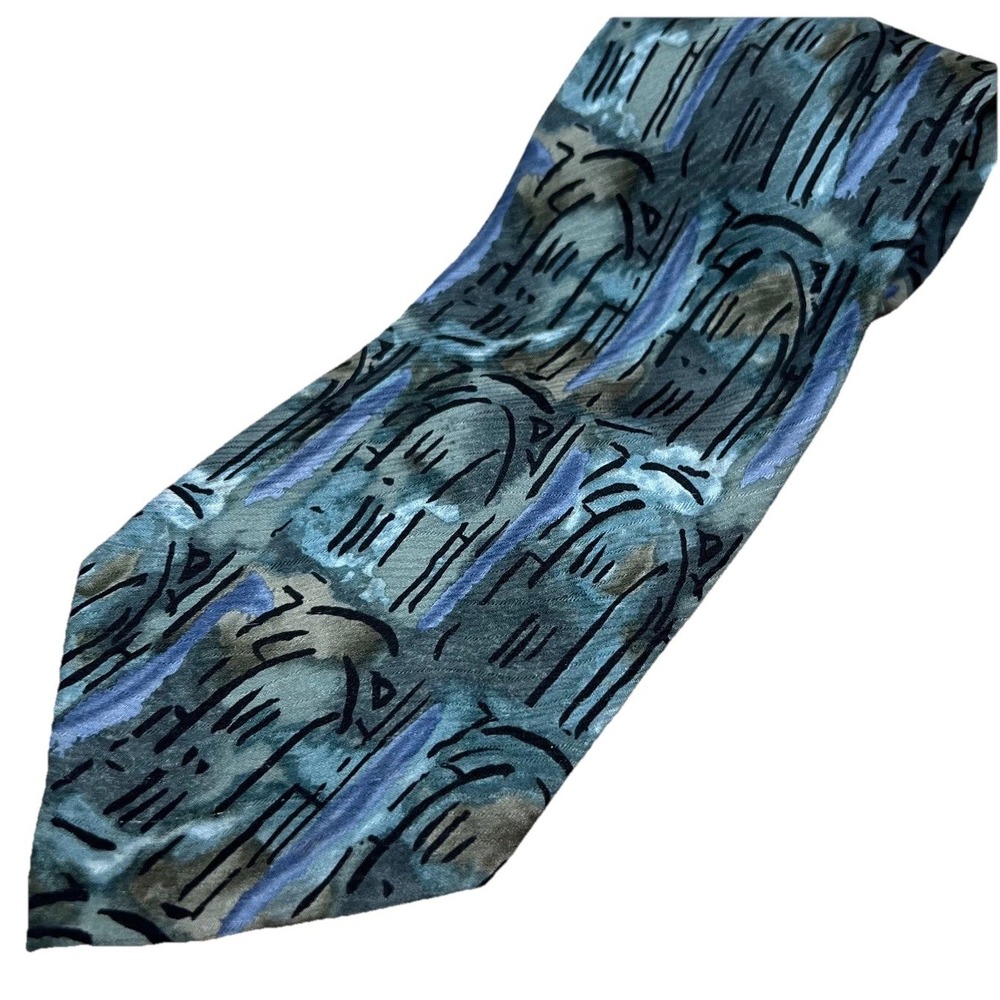 J. Garcia Silk Tie After Monet Collection Fifteen Necktie Mens Grey Blue